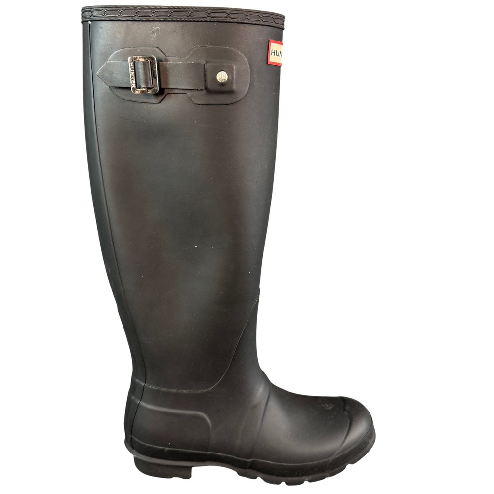 Hunter Original Tall Rain Boots Black Matte Waterproof Rubber WFT1000RMA US 8